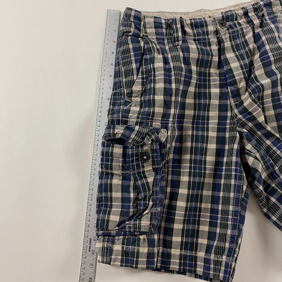 American Eagle Outfitters Classic Length Plaid Cargo Shorts Mens Size 32 Cotton - Picture 10 of 12